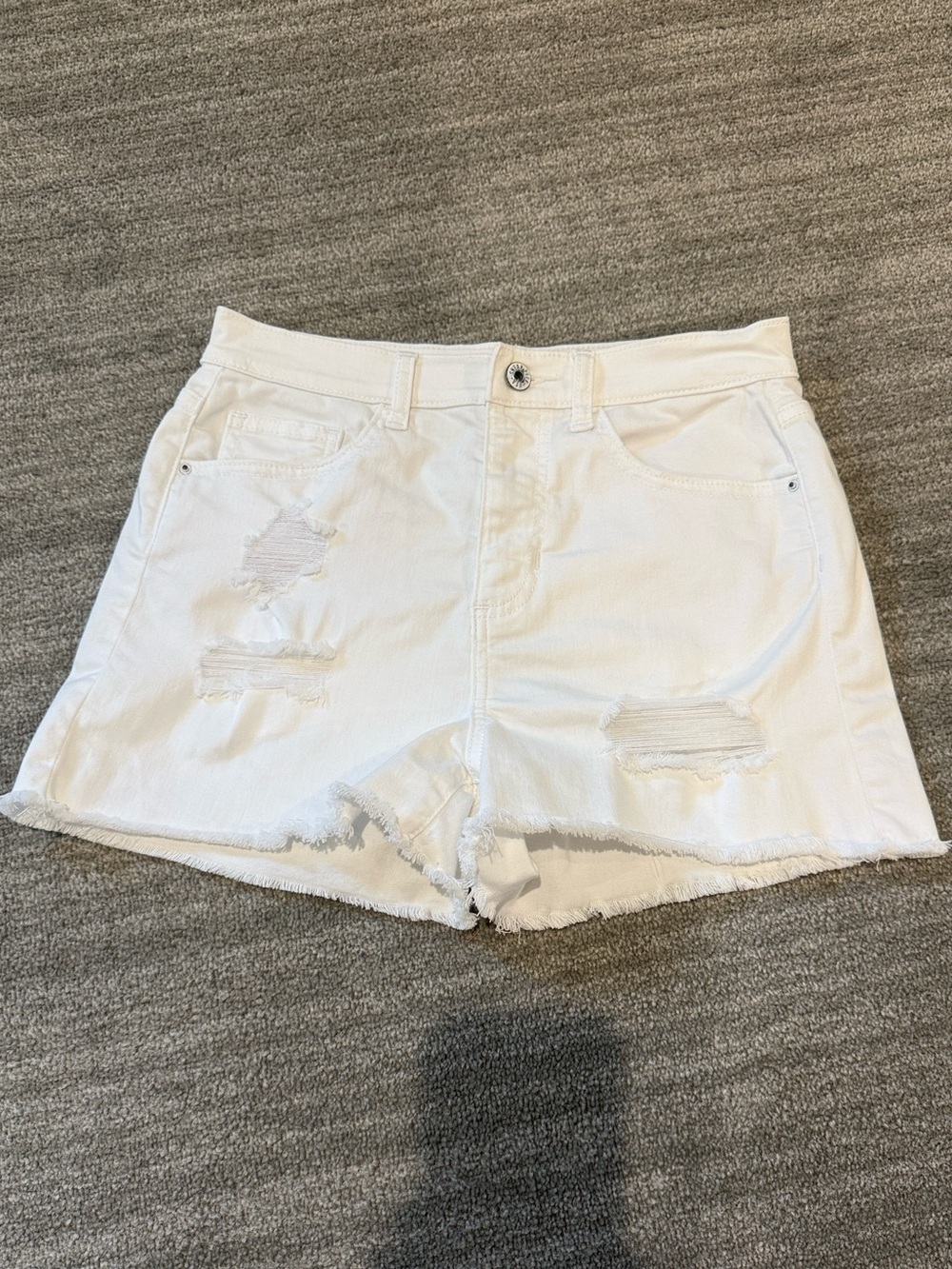 Sneak Peek White Distressed Denim Shorts | Size Small | Worn Once